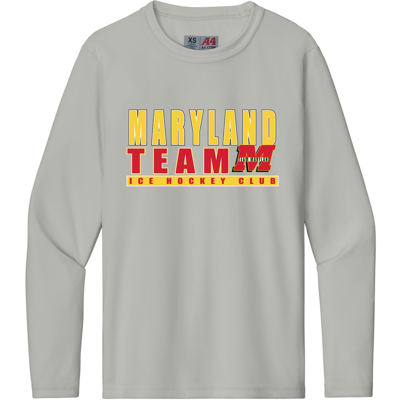 Team Maryland Youth Cooling Performance Long Sleeve Tee