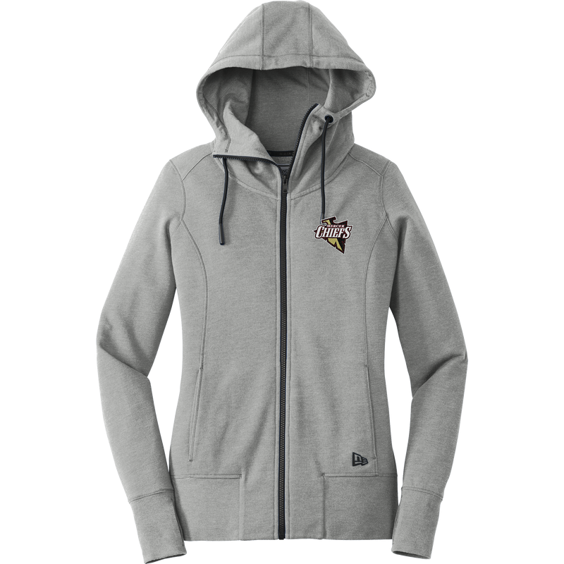 Mercer Chiefs New Era Ladies Tri-Blend Fleece Full-Zip Hoodie