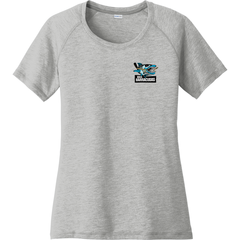 Boca Barracudas Ladies PosiCharge Tri-Blend Wicking Scoop Neck Raglan Tee